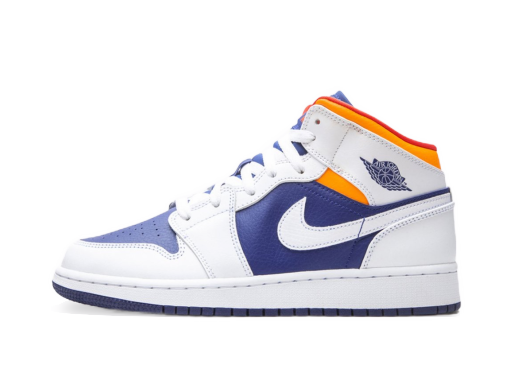 Лимитирано Издание Jordan Air Jordan 1 Mid GS "White Deep Royal Blue" Бяло | 554725-131