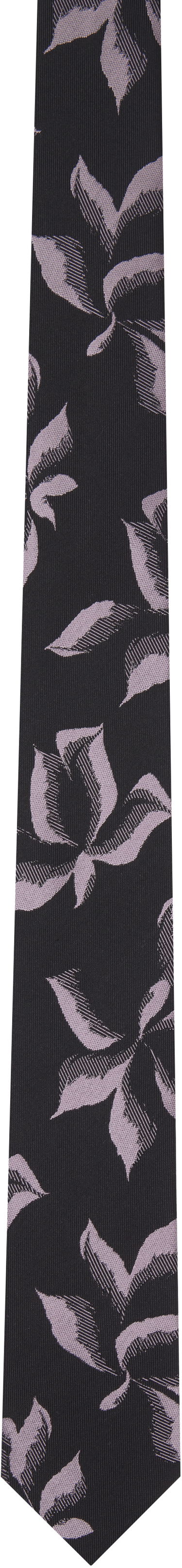 Колани Dries Van Noten Dries Van Noten 'Suminagashi Petals' Narrow Silk Tie Черно | 251-021600-1904, 0