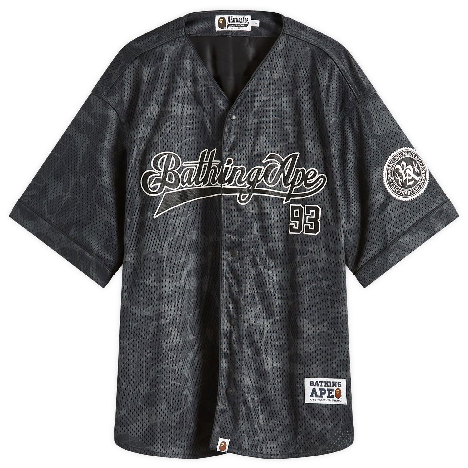 Фланелка BAPE Bathing Ape Camo Baseball Jersey Черно | 001SRL301003M-BLK, 0