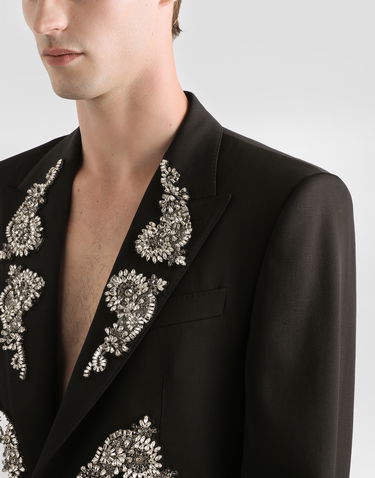 Яке Dolce & Gabbana Single-breasted Jacket With Jewel Embellishments Черно | G2QU6ZGK256N0000, 3