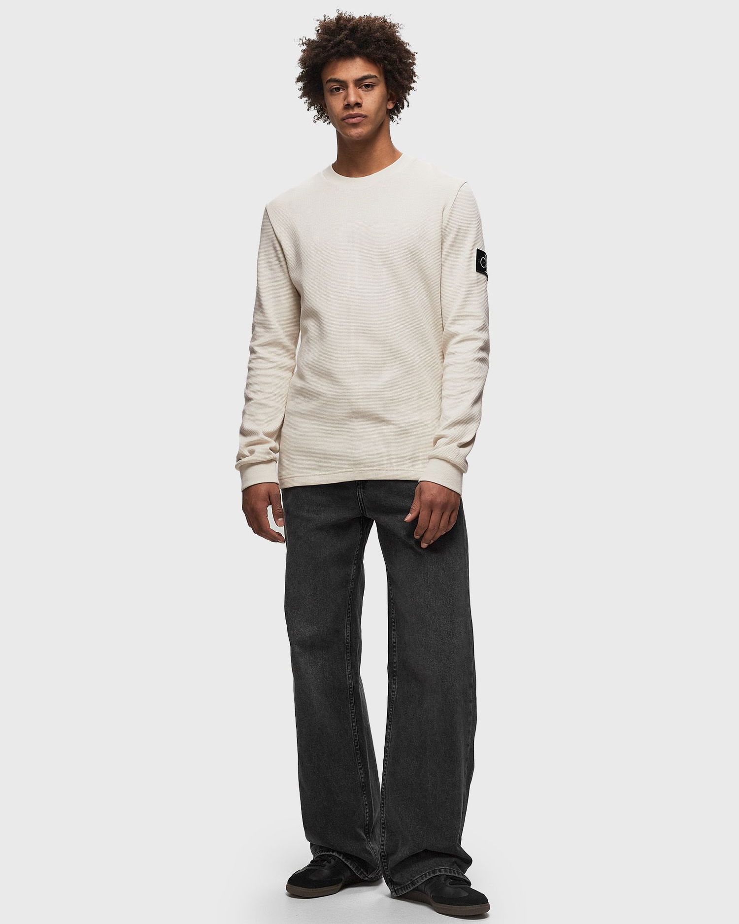 Тениска CALVIN KLEIN Jeans BADGE WAFFLE LS TEE Бяло | J30J323485ACF, 1