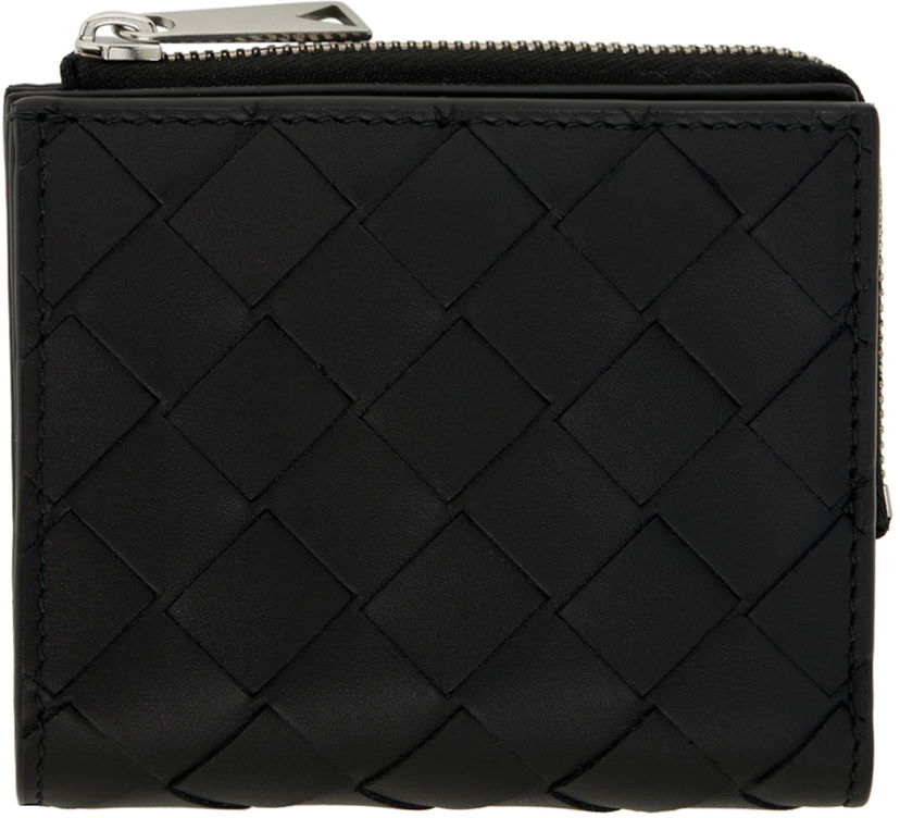 Портфейл Bottega Veneta Intrecciato Bi-Fold Zip Wallet Черно | 775546VCPQ4