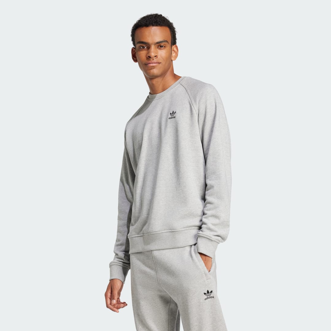 Суитчър adidas Performance Trefoil Essentials French Terry Crew Sweatshirt Сиво | JD2413, 0