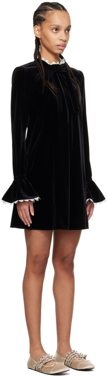 Pокля GANNI GANNI Velvet A-Line Mini Dress Черно | T4048, 1