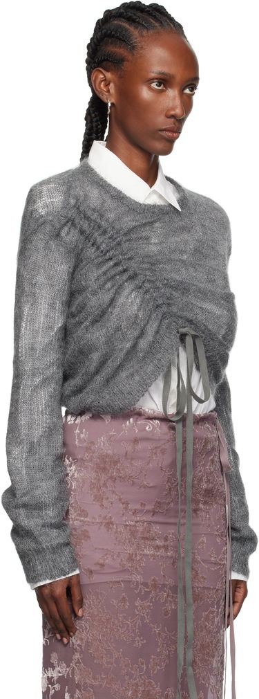 Пуловер Ann Demeulemeester Ann Demeulemeester Zinaida Drawstring Sweater Сиво | 2520-W-KN35-KN069-088, 1