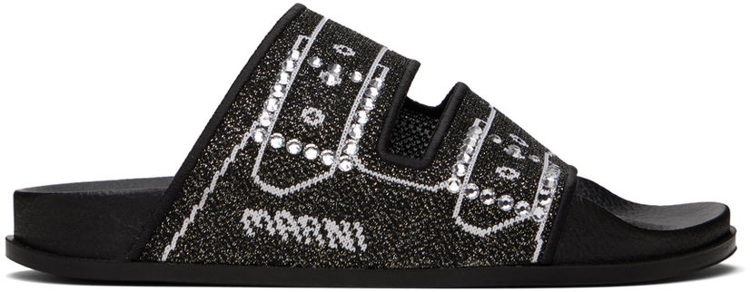 Облекло Marni Marni Black Jacquard Sandals Черно | SAMS016802 P6393