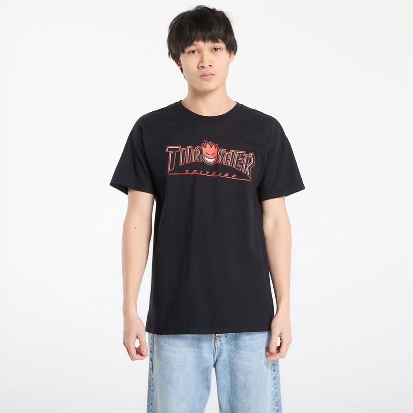 Тениска Thrasher Thrasher x Spitfire Big Head Outline T-Shirt Черно | 145830
