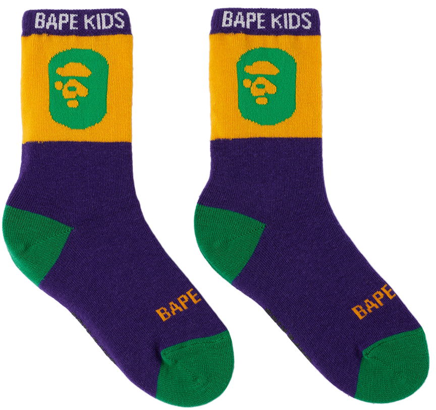 Чорапи BAPE Kids Ape Head Socks Лилаво | 001SOI803003K, 0