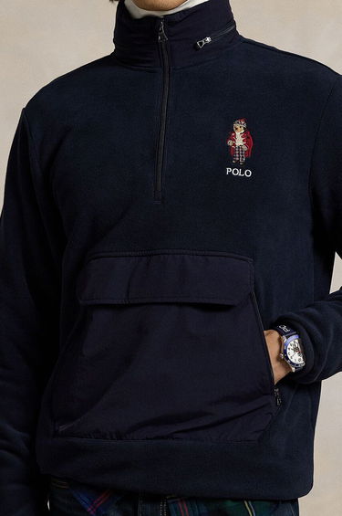 Суитчър Polo by Ralph Lauren Navy Blue Fleece Quarter-Zip Pullover Тъмно синьо | 710951649, 2
