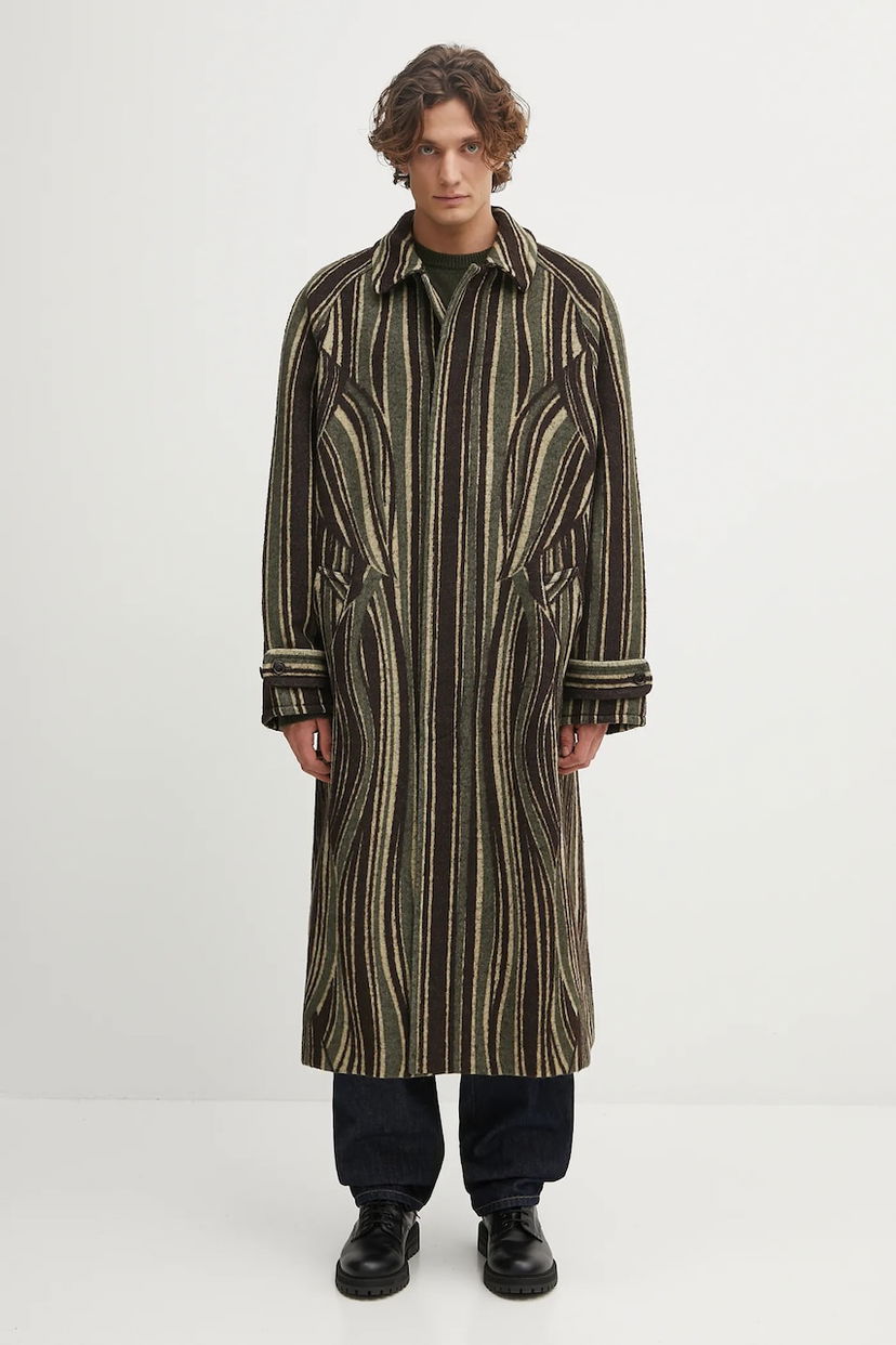 Палта KENZO Kenzo Leaf Stripe Wool Blend Coat Многоцветен | FF65MA0329IB