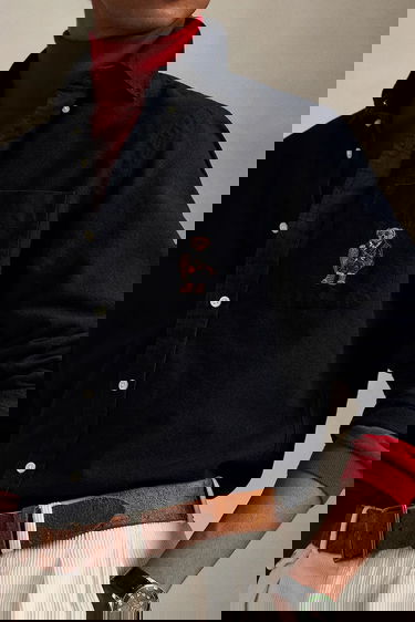 Риза Polo by Ralph Lauren Regular Fit Corduroy Bear Shirt Тъмно синьо | 710P00662, 3