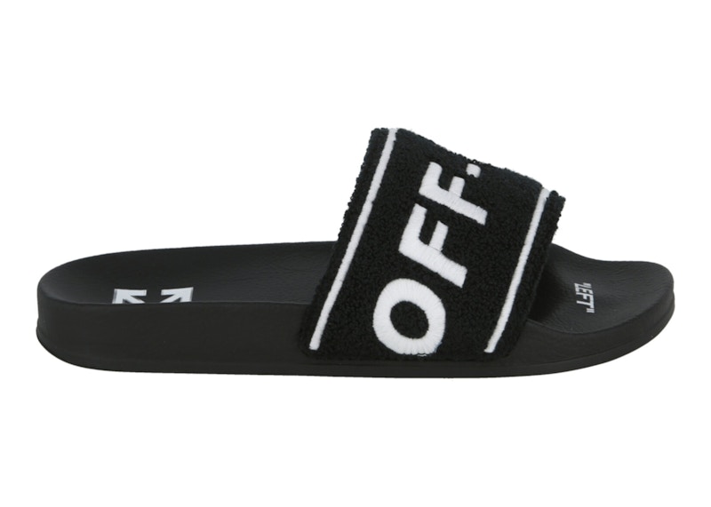 Кецове и обувки Off-White Logo-Embroidered Terry Slide Black White Черно | IC001S22 MAT00 31001, 0