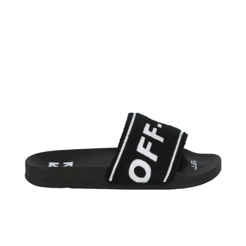 Кецове и обувки Off-White Logo-Embroidered Terry Slide Black White Черно | IC001S22 MAT00 31001