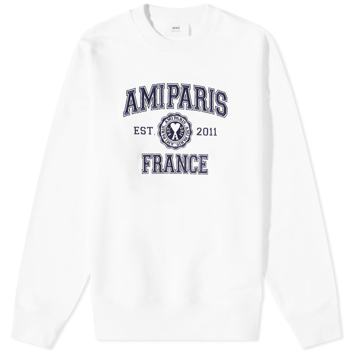 Суитчър AMI Paris Varsity Logo Crew Sweat Бяло | USW008-747-100, 0
