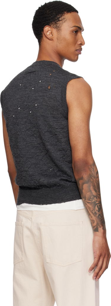 Пуловер Maison Margiela MM6 Maison Margiela Wool Distressed Sweater Vest Сиво | SH0FB0017 M13134, 2