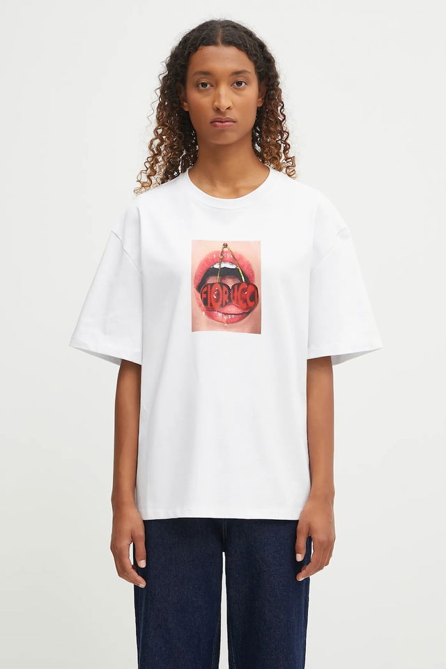 Fiorucci Cherry Mouth Print Boxy Fit T-Shirt