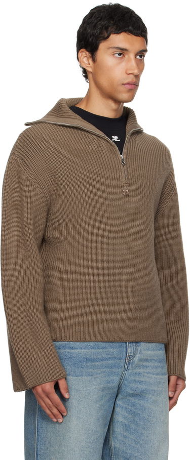 Пуловер Courrèges Courrèges Ribbed Wool Trucker Sweater Черно | 325MPU243FI0036, 4
