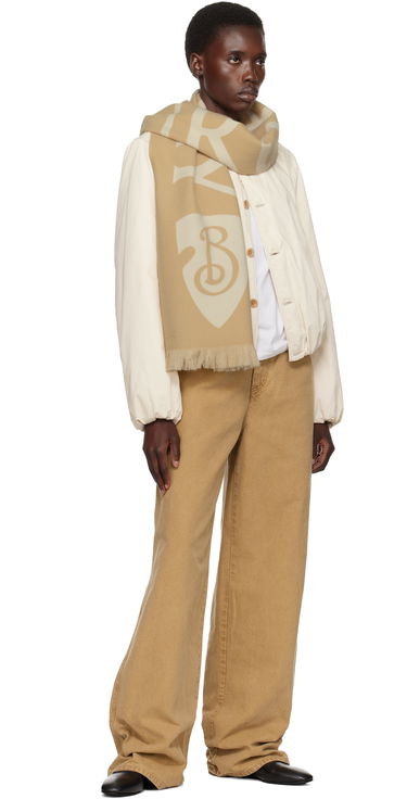 Шал Burberry Burberry Text Scarf Бежово | 8109562, 2