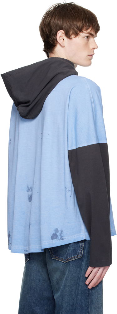 Суитчър We11done We11done Painted Long Sleeve Hoodie Синьо | WD-TT2-25-784-U-BL, 2