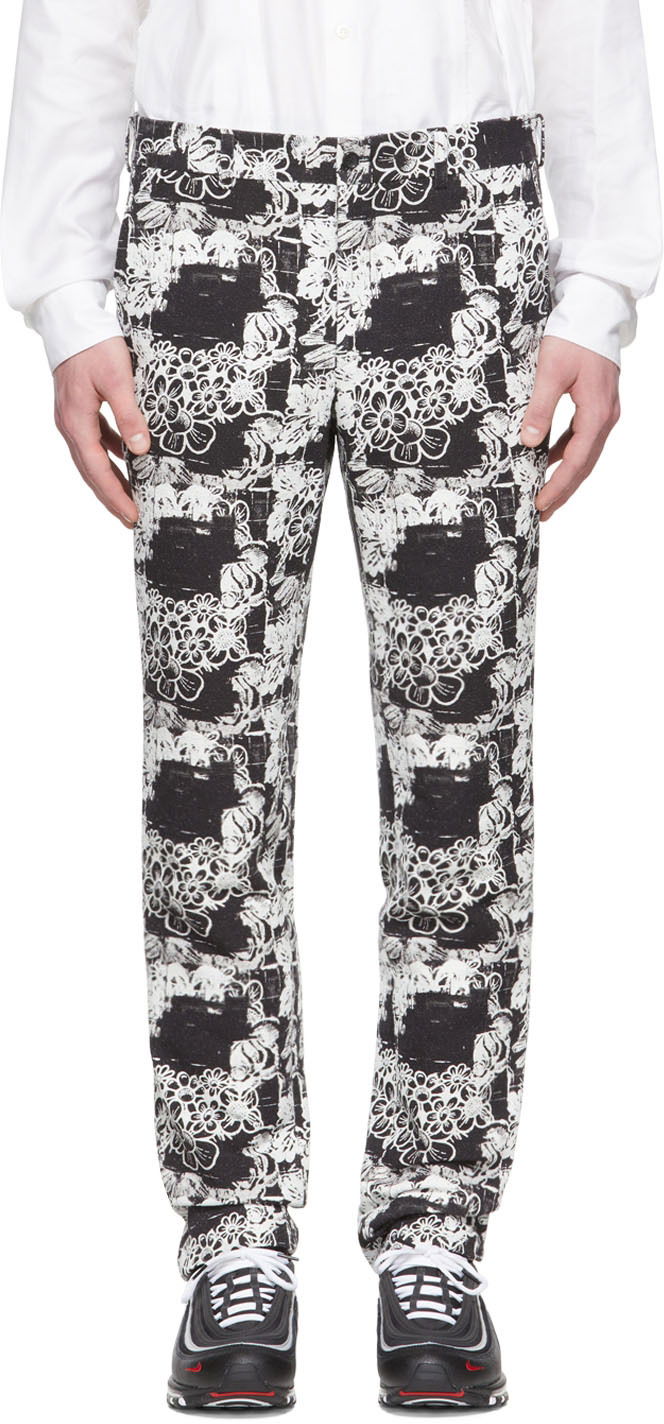 Панталони Comme des Garçons Floral Print Cotton Trousers Черно | PI-P042-1, 0