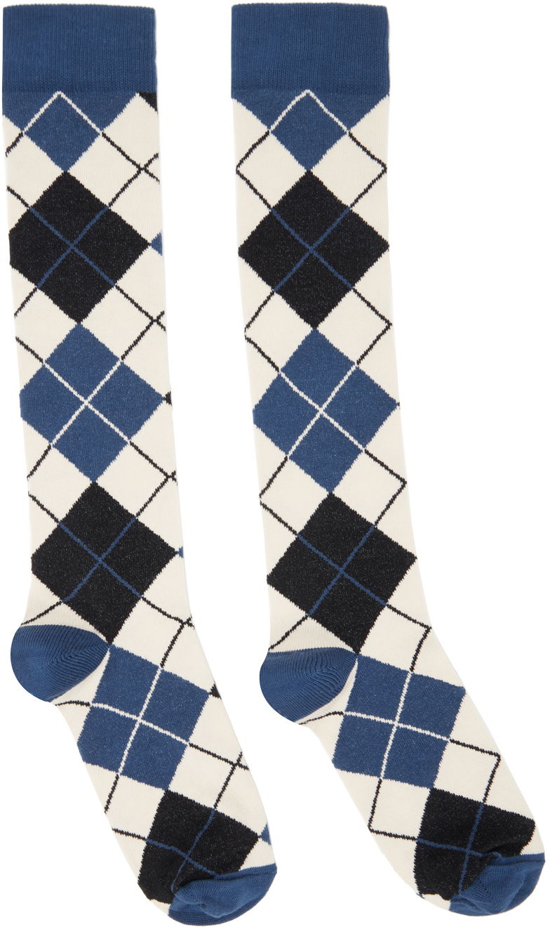 Чорапи Anna Sui Argyle Knee-High Socks Синьо | 624U92