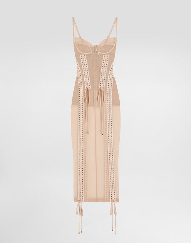 Dolce & Gabbana Light Tulle Calf-Length Corset Slip Dress