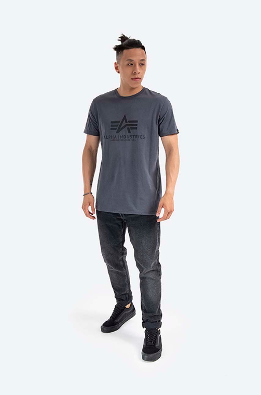 Тениска Alpha Industries Basic T-Shirt With Print Сиво | 100501.412, 1