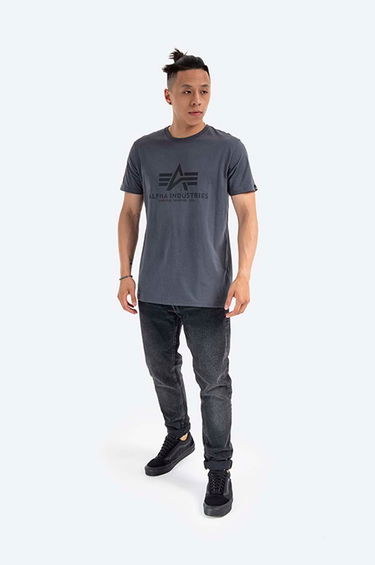 Тениска Alpha Industries Basic T-Shirt With Print Сиво | 100501.412, 1