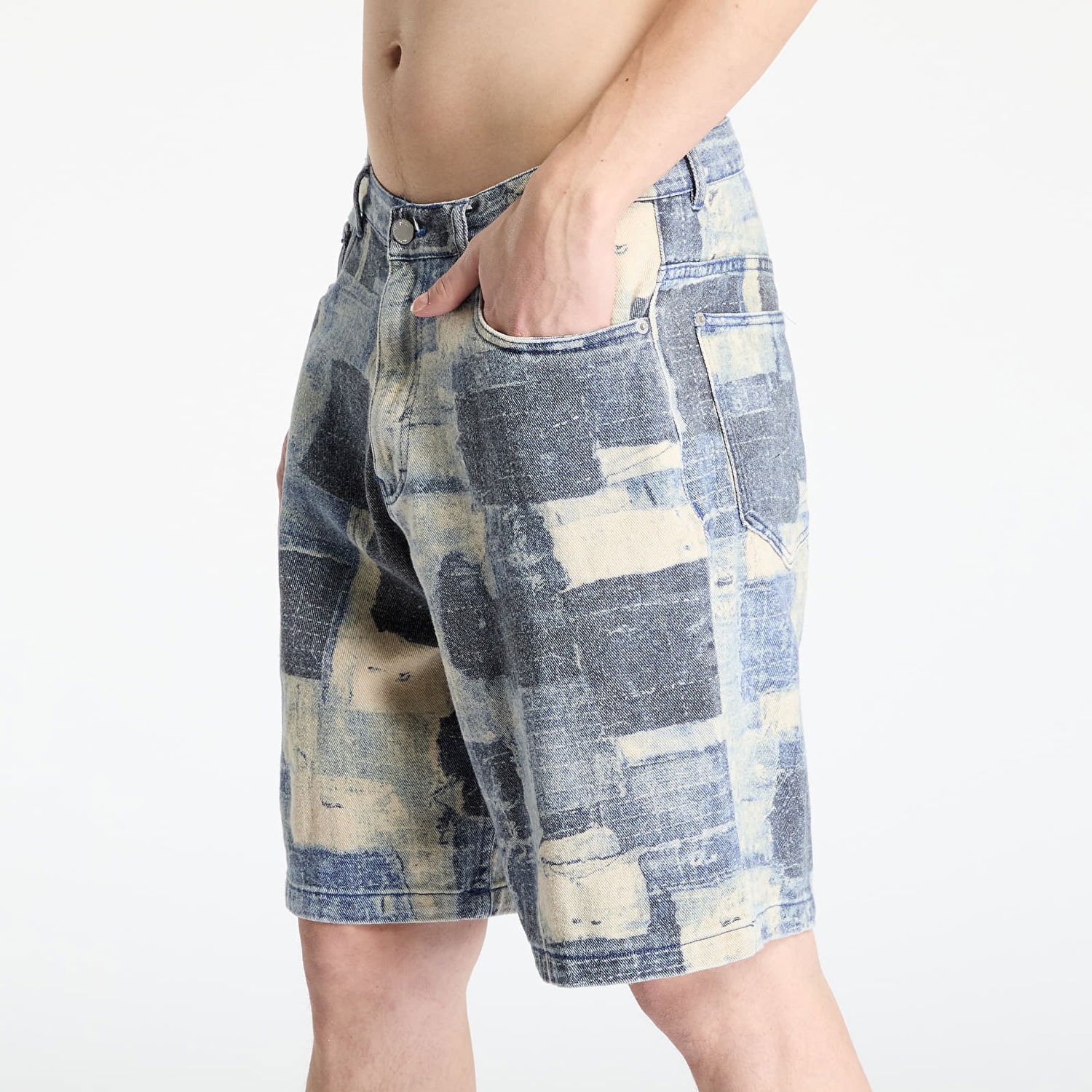Къси панталони Pleasures Pleasures Boro Baggy Denim Shorts Синьо | P25SP032 INDIGO, 1