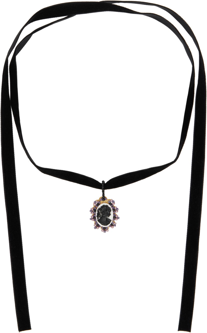 Колие Anna Sui Velvet Choker with Cameo Pendant Черно | A1025B3