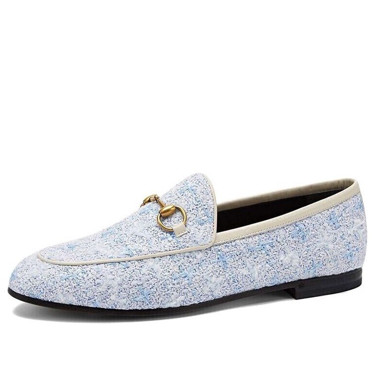 Кецове и обувки Gucci Gucci Jordaan Tweed Loafers Синьо | 431467-GYV10-4590