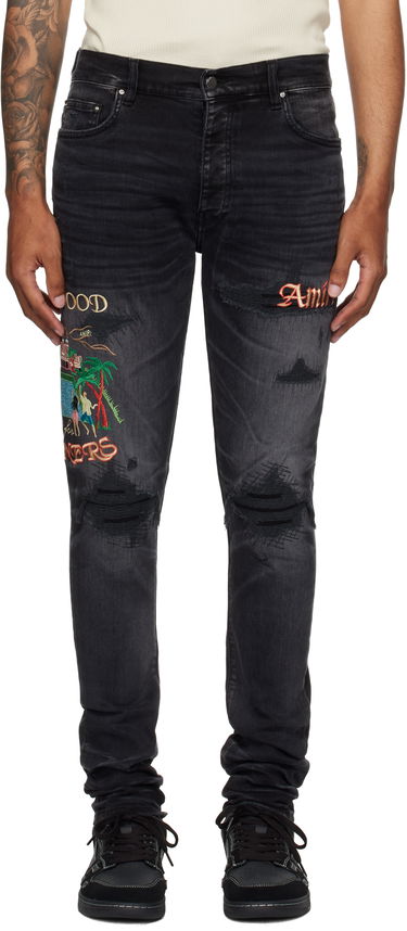 Дънки AMIRI AMIRI Embroidered 'Sinners' Skinny Jeans Черно | AMDNSY1156, 0