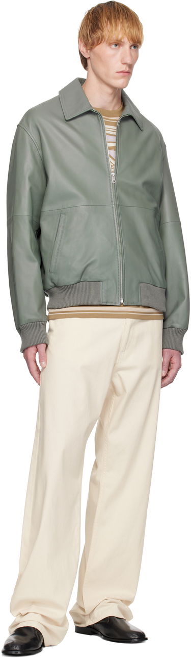 Яке бомбър MAISON KITSUNÉ Maison Kitsuné Leather Bomber Jacket Зелено | OM02129LR0019, 3