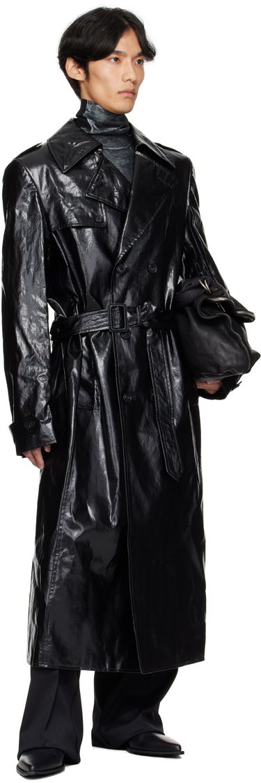 Палта Maison Margiela MM6 Maison Margiela Shiny Coated Linen Coat Черно | SH2AH0011 M35617, 3