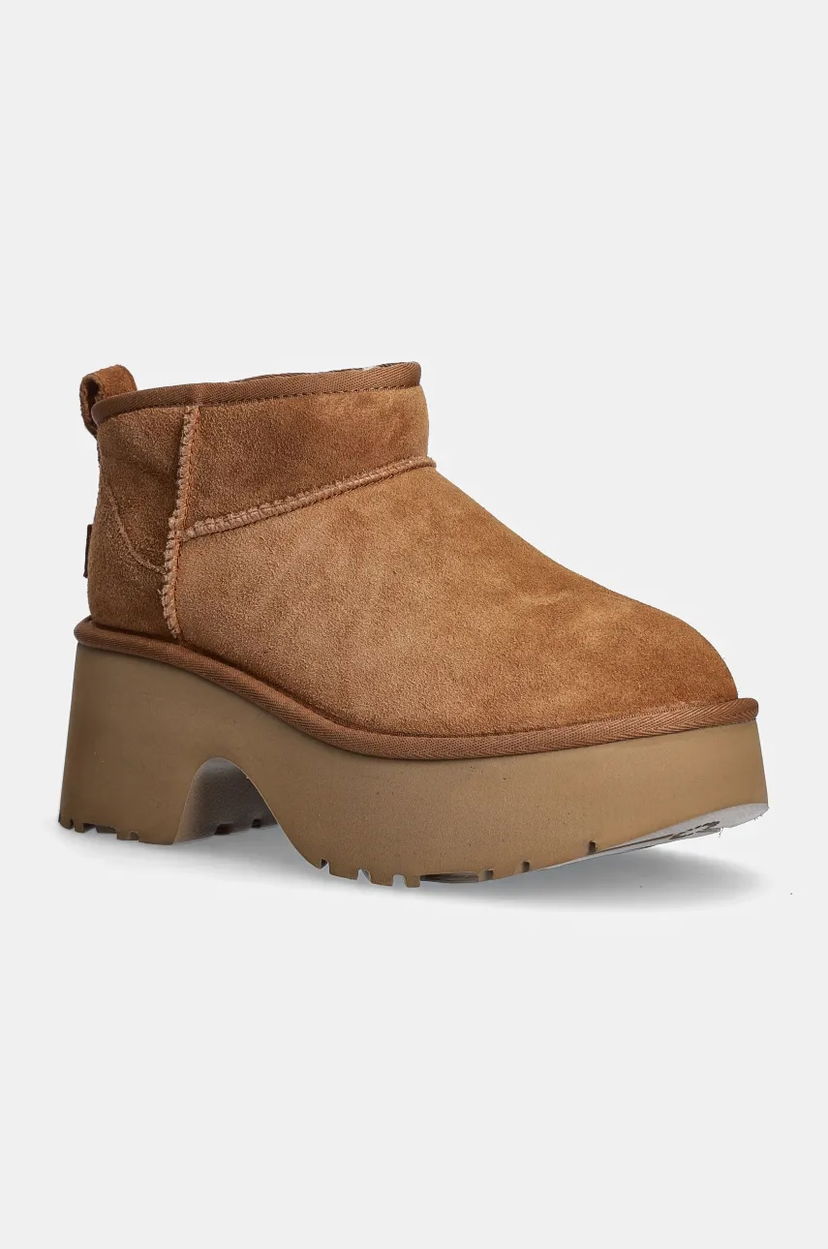 Кецове и обувки UGG Classic Ultra Mini New Heights Suede Platform Boots Кафяво | 1158311.CHE