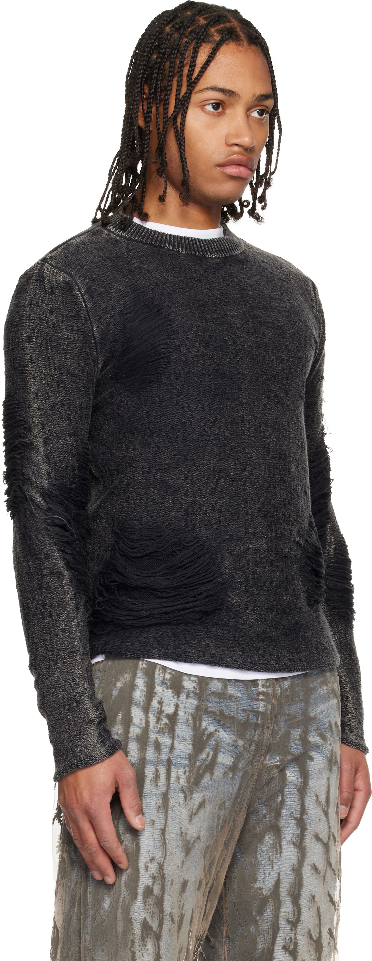 Пуловер Diesel Distressed K-Fjordi-Round Sweater Черно | A21876-0LKDP-900, 1