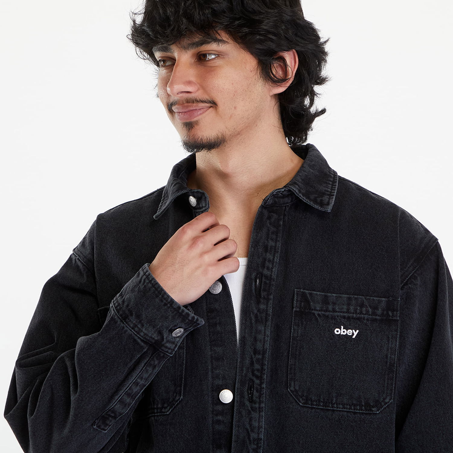 Яке OBEY Winston Shirt Jacket Faded Black Черно | 121160057-FBL, 1