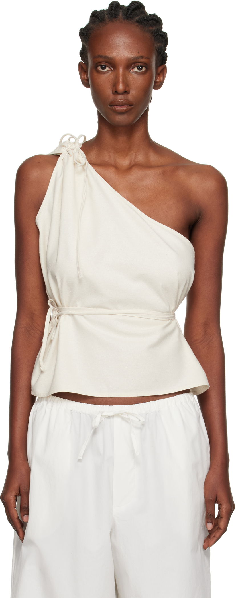 Потник Baserange Baserange One Shoulder Tie Waist Top Бяло | TSVI-WS-AU25