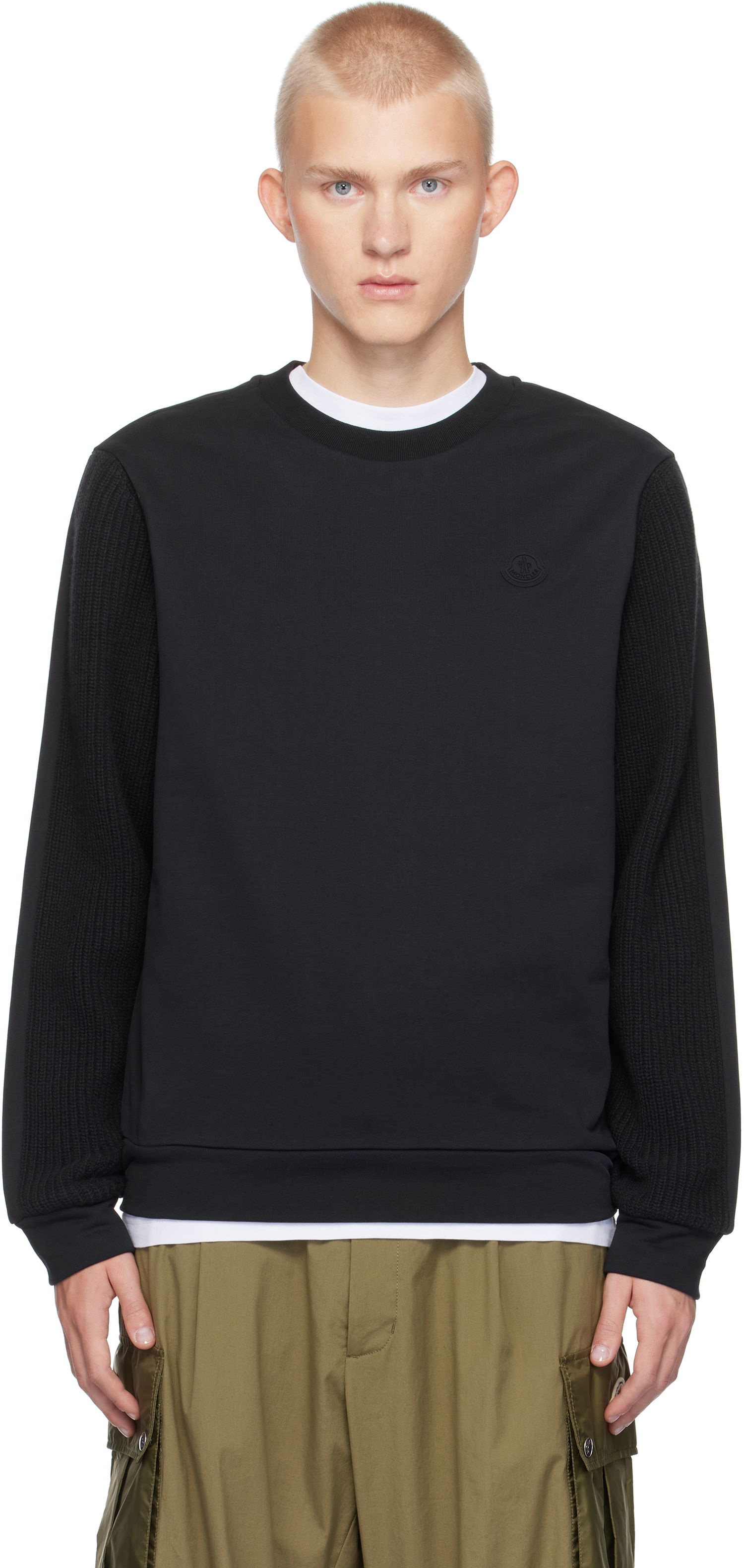 Суитчър Moncler French Terry & Knit Sweatshirt Тъмно синьо | J20918G00044809KR, 0