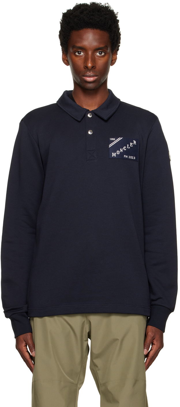 Поло тениска Moncler Spread Collar Тъмно синьо | I20918G00078809KR, 0