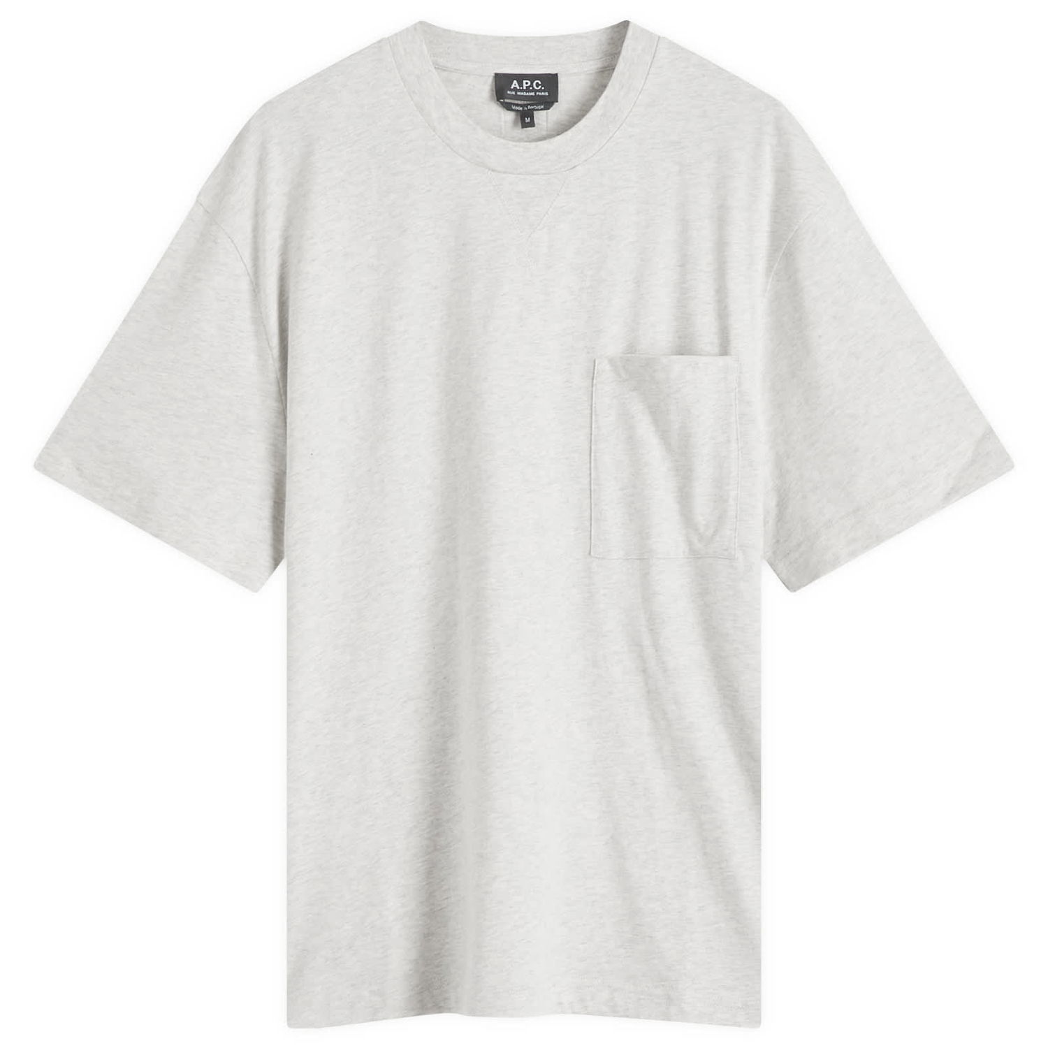 Тениска A.P.C. Heathered Ecru T-Shirt With Chest Pocket Сиво | COHBO-H26466-PAA, 0