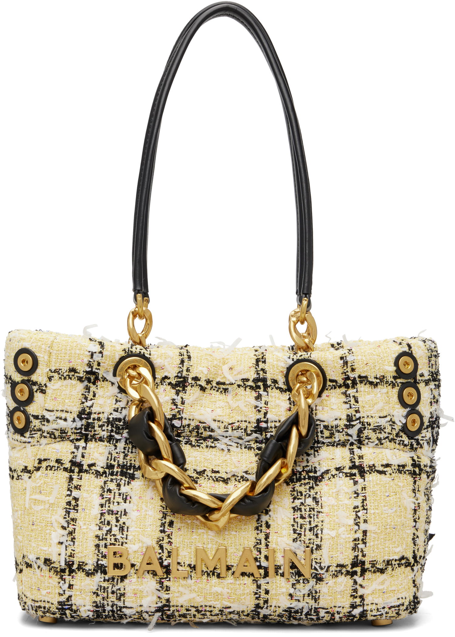 Голяма пазарска чанта Balmain Plaid Tweed Chain-link 1945 Tote Многоцветен | GN1FD871TTWN, 0