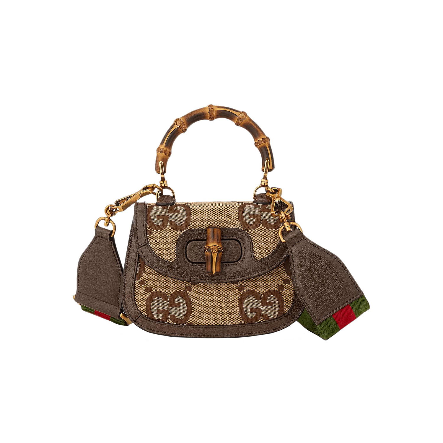 Дамска чанта Gucci Bamboo 1947 Jumbo GG Mini Bag Кафяво | 686864 UQLBT 2570, 1