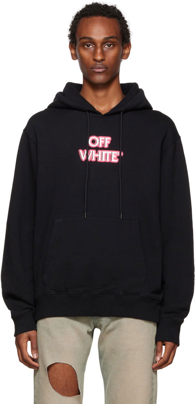 Суитчър Off-White Black Emotion Neon Slim Hoodie Черно | OMBB097F22FLE0111030