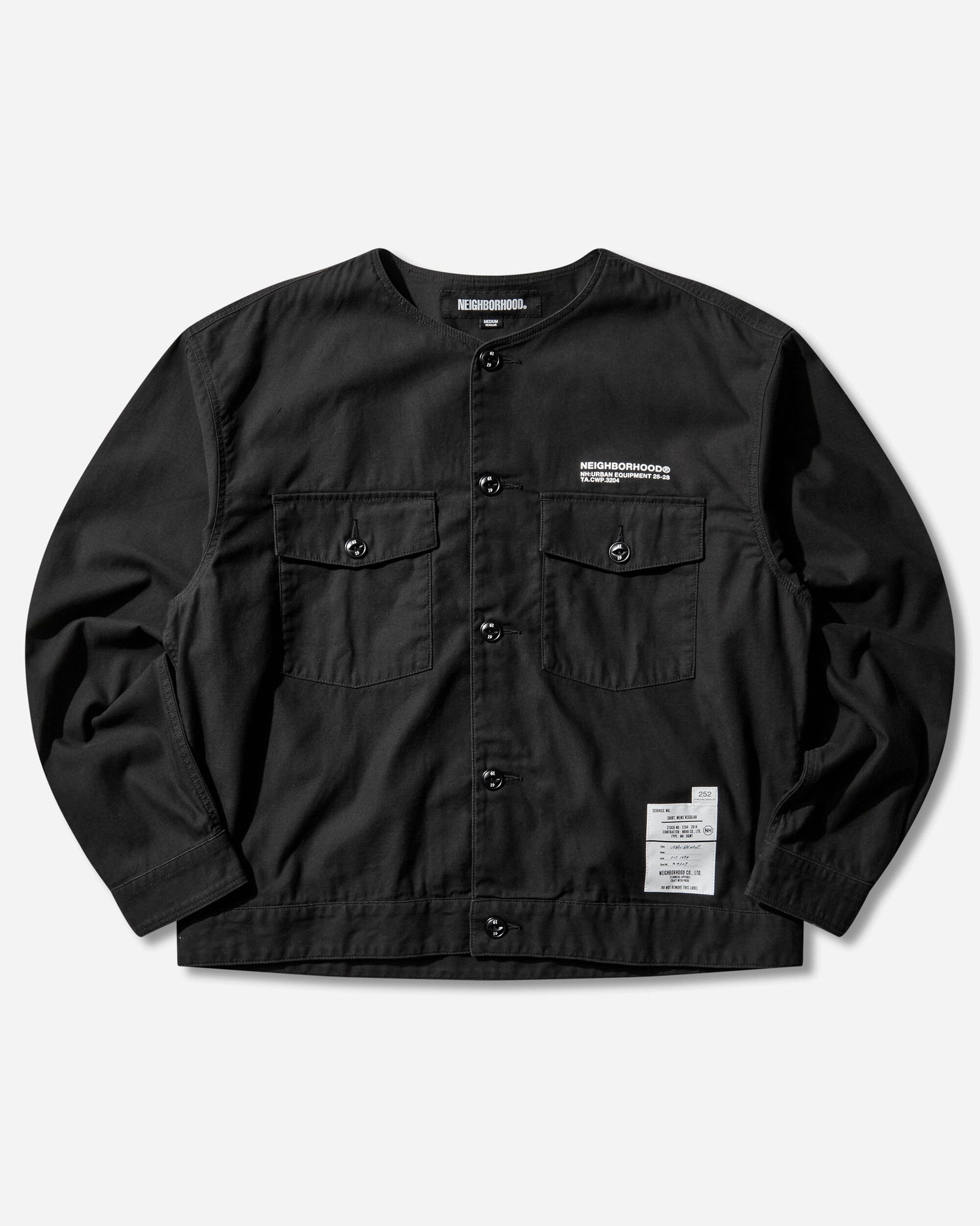 Риза Neighborhood URBAN EQUIPMENT No Collar Longsleeve Shirt Черно | 252AQNH-SHM06 BLACK, 0
