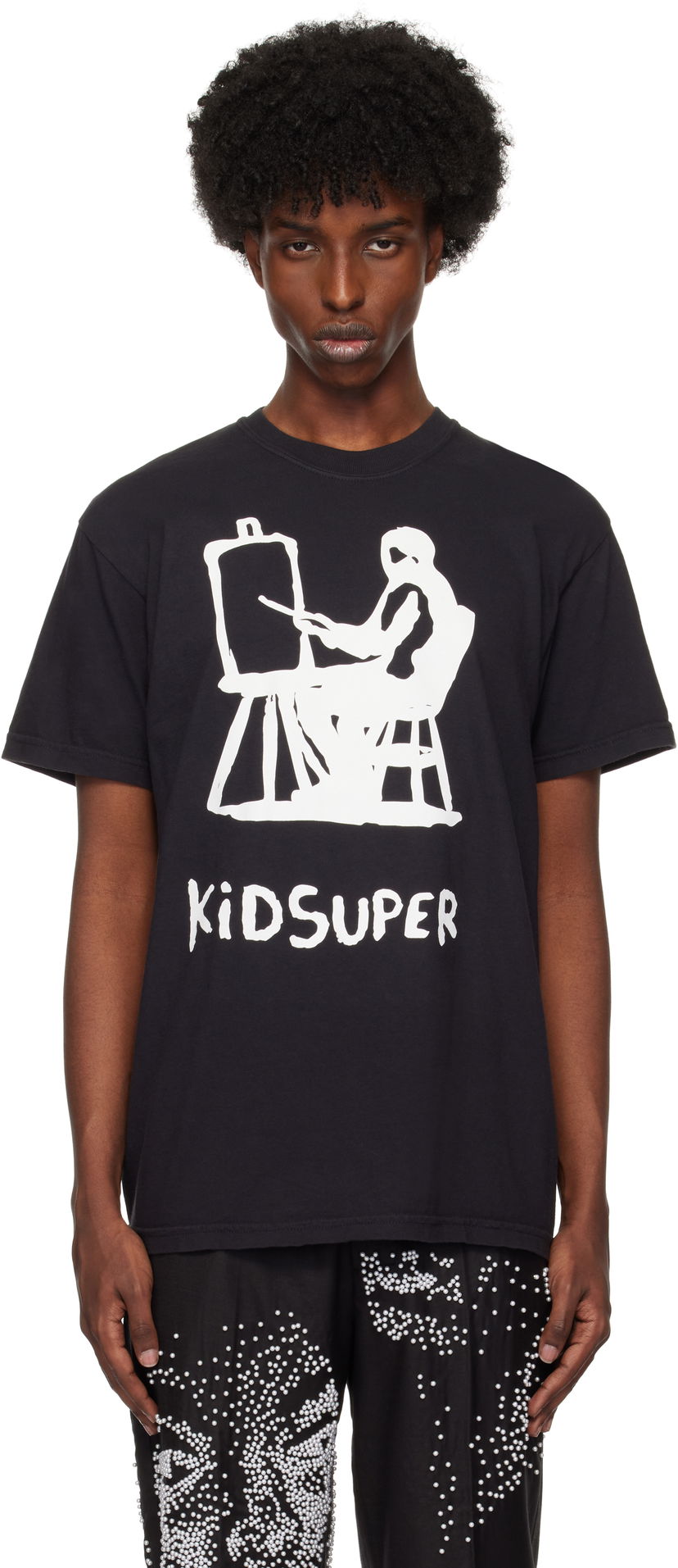 Тениска KidSuper Printed T-Shirt Черно | AW24-TEE-13