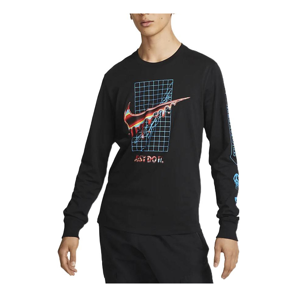 Тениска Nike Long Sleeve T-Shirt with Logo Print Черно | DR8075-010, 0
