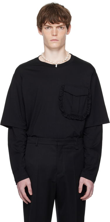 Тениска Simone Rocha Simone Rocha Layered Ruffle Pocket Long Sleeve T-Shirt Черно | 5379 0553, 0