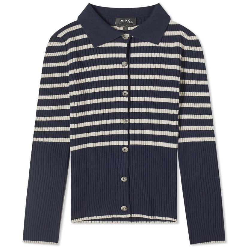 Пуловер A.P.C. Mallory Striped Cardigan Тъмно синьо | WSAAZ-F22251-TIQ