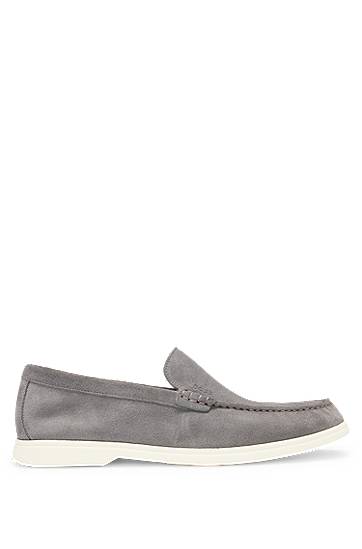 Кецове и обувки BOSS Suede Loafers with Contrast Outsole Сиво | 50543083, 2